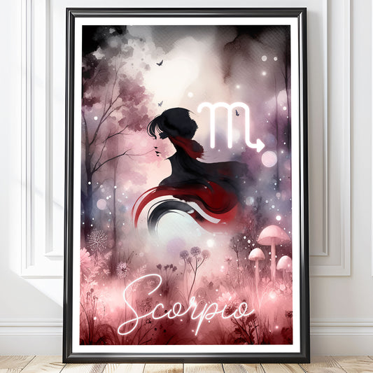 Wall Art Zodiac Scorpio - Astrology Print - Printed Poster in multiple sizes - PR89-3