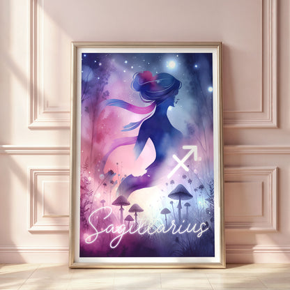 Wall Art Zodiac Sagittarius - Astrology Print - Printed Poster in multiple sizes - PR89-4