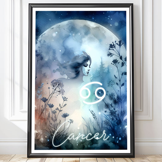 Wall Art Zodiac Cancer - Astrology Print - Printed Poster in multiple sizes - PR89-9