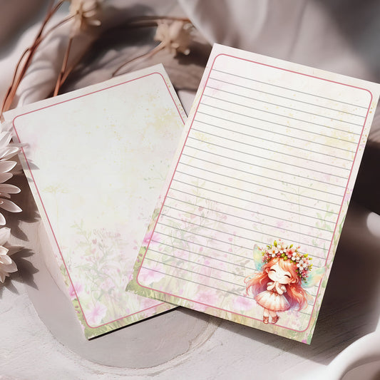 10-pack Brevpapper - Söt Fé med blomsterkrans - Tryckt A5 Papper - WP510