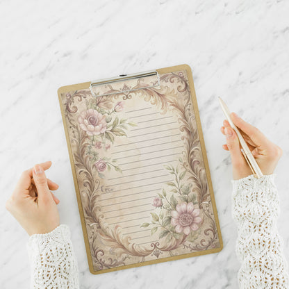 10-pack Writing Paper - Storybook Page Floral Baroque - Printed A5 Stationery - WP524